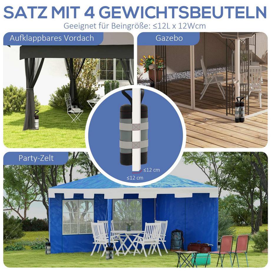 Northio Pavillon Sandsäcke 4Er Set Robuste Gewichte Für Pop Up Pavillon, Oxford-Stoff, Grau+Schwarz, Mit Griff  