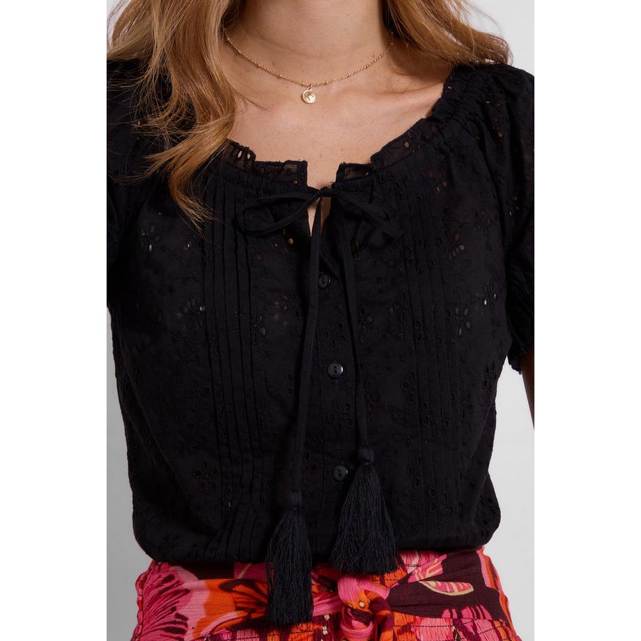 Joe Browns Blusa Broderie con Bottoni e Collo a Volant  