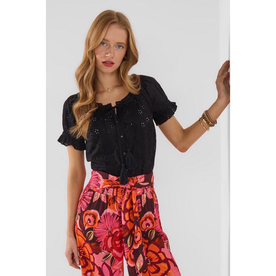 Joe Browns Blusa Broderie con Bottoni e Collo a Volant  