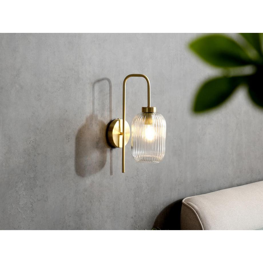 Vente-unique Vintage-Wandleuchten 2er-Set - Metall & Glas- 25 x 14 x 41 cm - Goldfarben - LOUXOR  