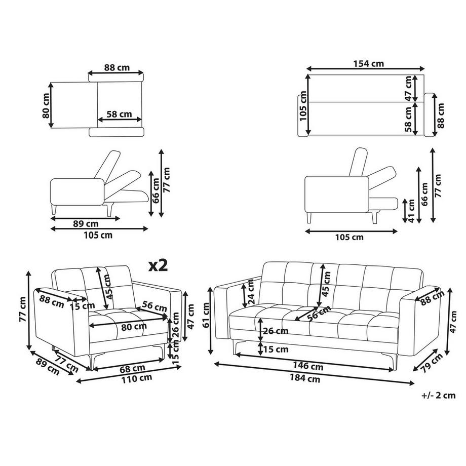 Beliani Ensemble de salon en Velours  ALNES  