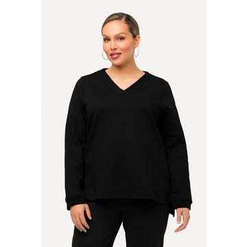 Sweat-shirt à col en V et manches longues, imprimé caoutchouté BLACK