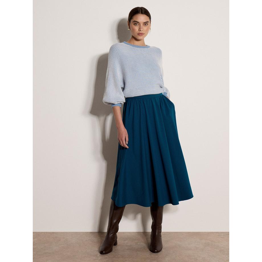 Gestreifter Pullover mit Fledermausärmeln