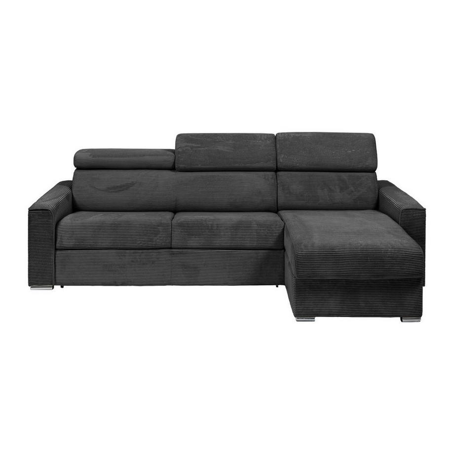 Vente-unique Ecksofa mit Matratze - Ecke wechselbar - Cord - Anthrazitgrau - Liegefläche 140 cm - Matratze 14 cm - VIZIR  