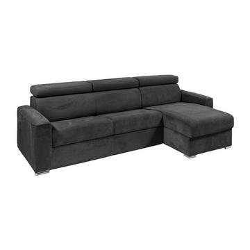 Ecksofa mit Matratze - Ecke wechselbar - Cord - Anthrazitgrau - Liegefläche 140 cm - Matratze 14 cm - VIZIR