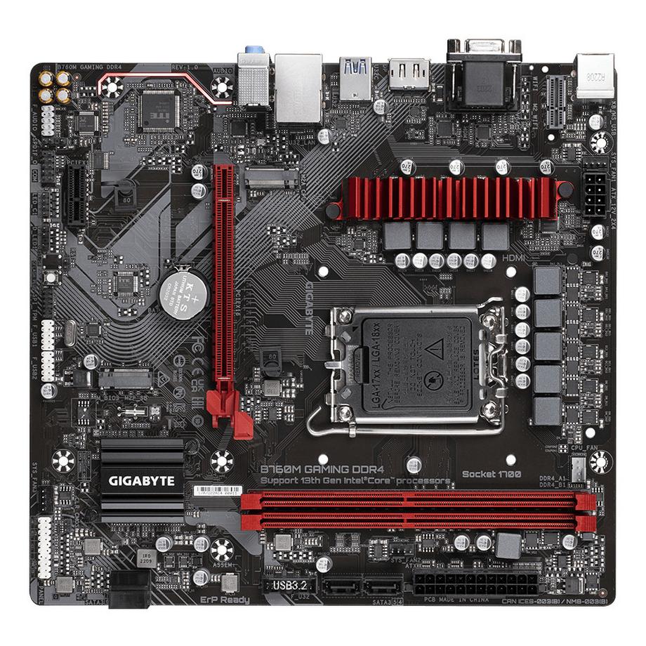 Gigabyte  B760M GAMING DDR4 Motherboard - Unterstützt Intel Core 14. Generation CPUs, 6+2+1 Phasen Digital VRM, bis zu 5333MHz DDR4 (OC), 2xPCIe 4.0 M.2, 2.5GbE LAN, USB 3.2 Gen1 
