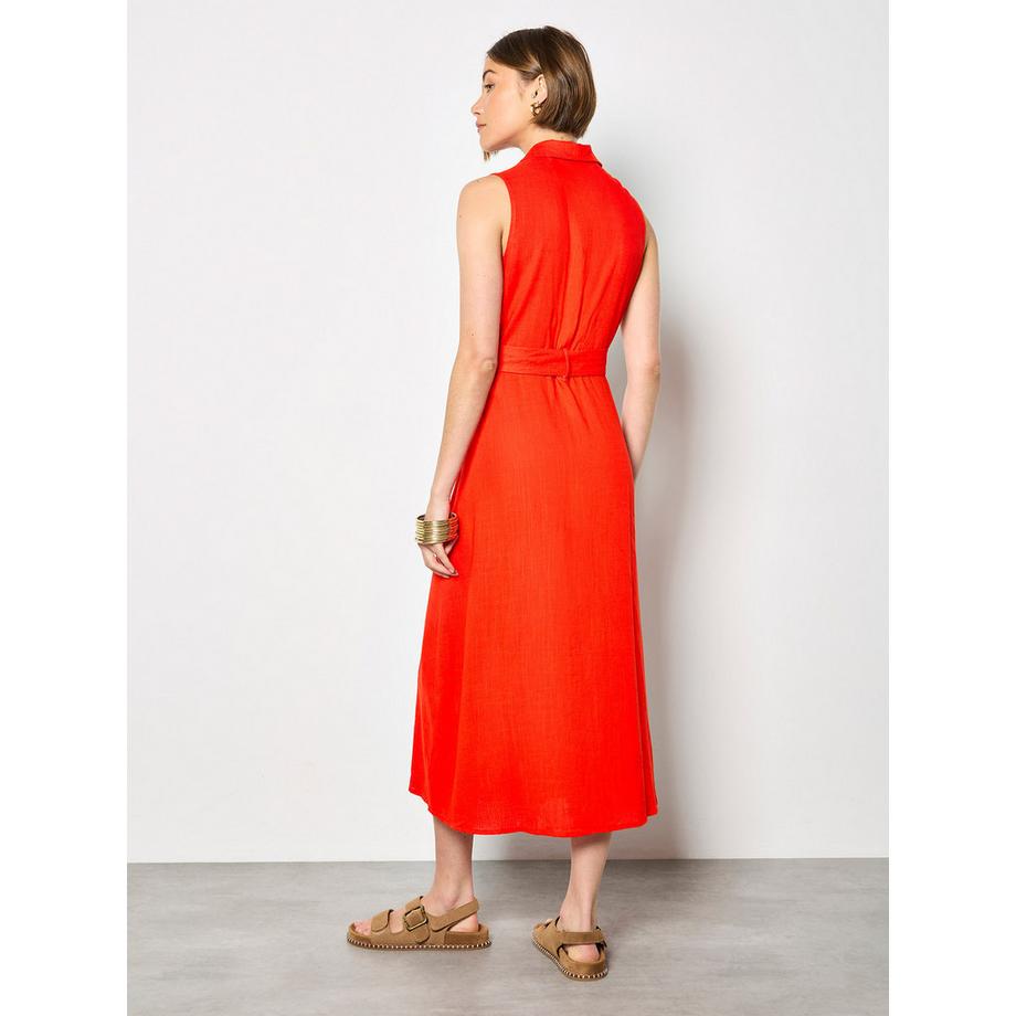 APRICOT Robe Midi sans Manches en Lin Mélangé  
