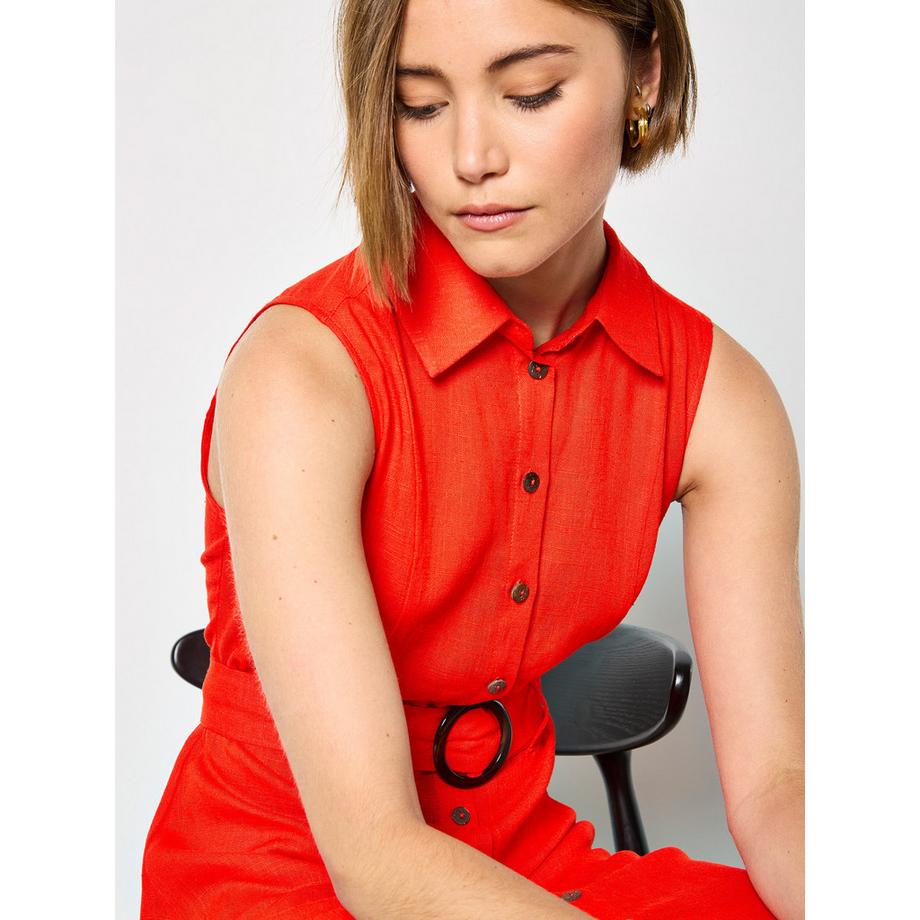 APRICOT Robe Midi sans Manches en Lin Mélangé  