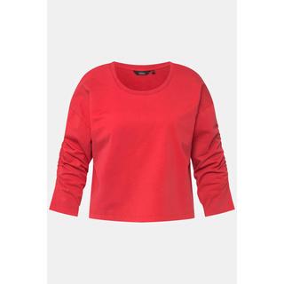 Ulla Popken  Sweat-shirt court et oversized. Col rond, manches 3/4. 