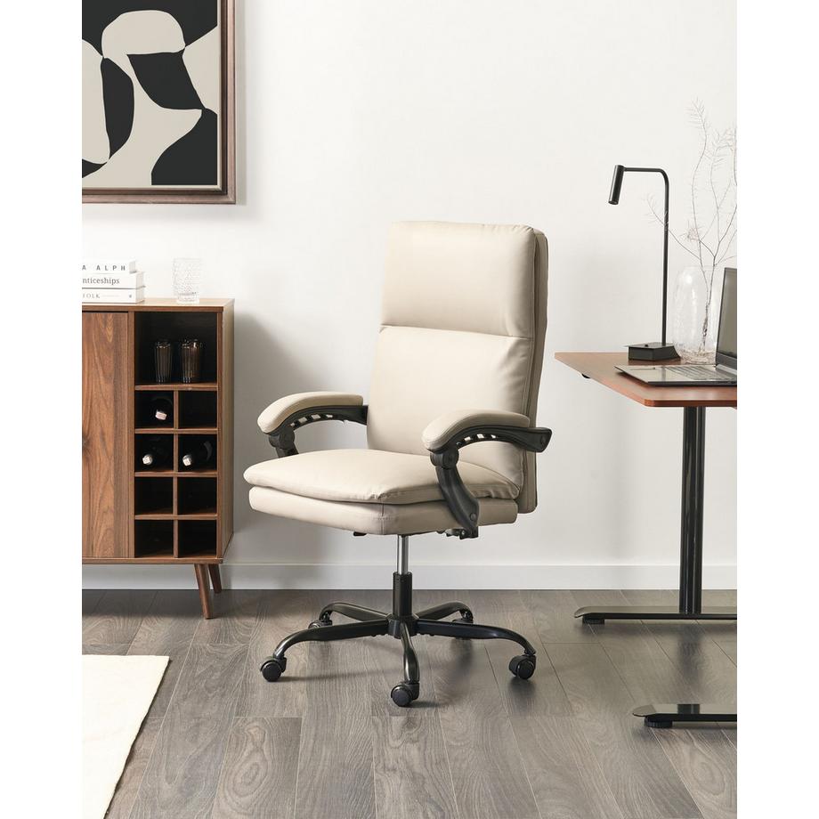 Beliani Fauteuil de bureau en Cuir PU Traditionnel SERENE  