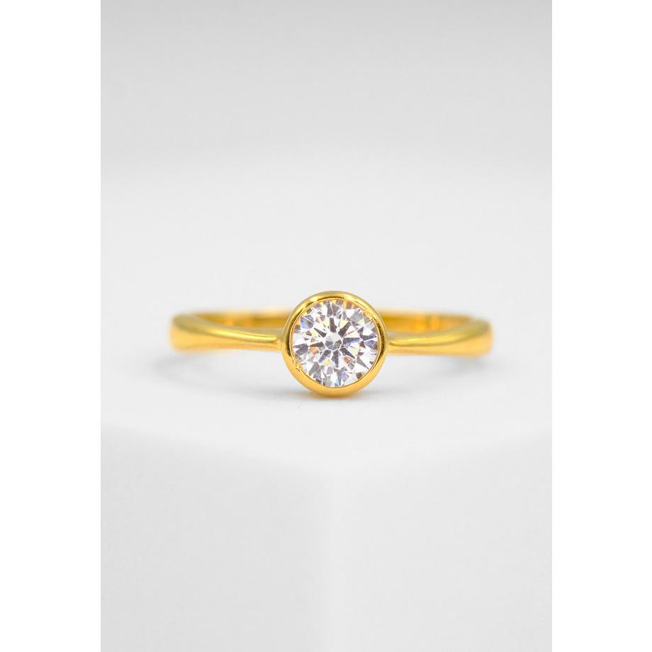 MUAU Schmuck  Bague en or jaune 750 Zircone 