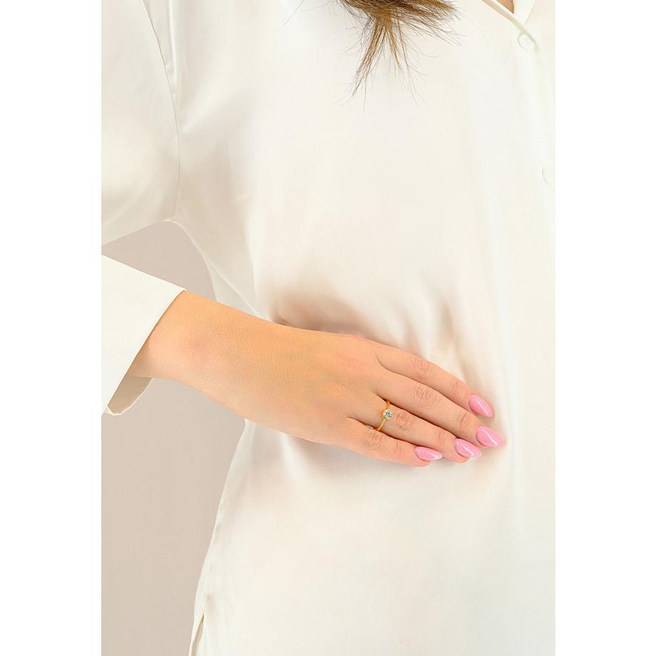 MUAU Schmuck  Bague en or jaune 750 Zircone 