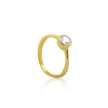 Bague en or jaune 750 Zircone