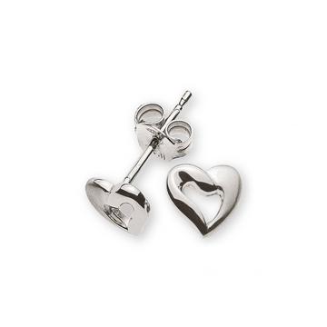 Clous d'oreilles coeur or blanc 750, 7mm