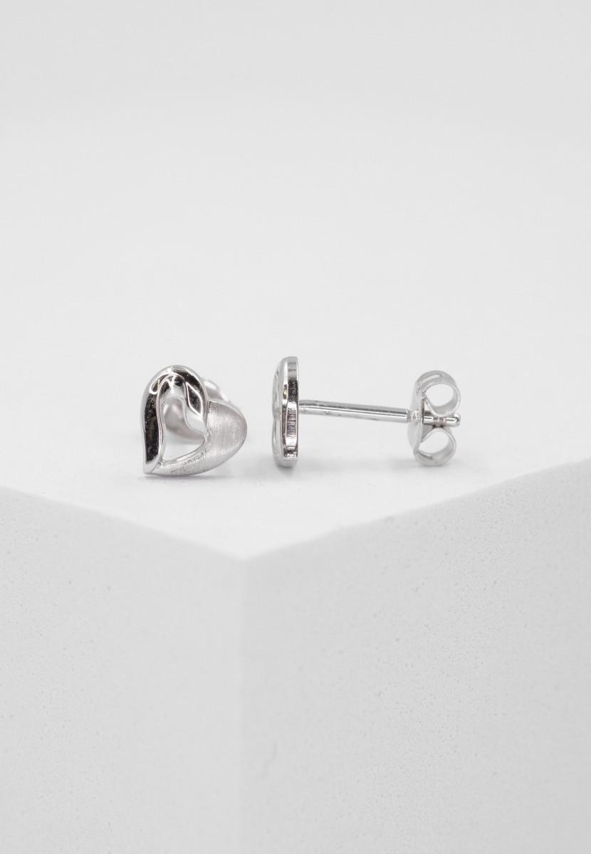 MUAU Schmuck  Ohrstecker Herz Weissgold 750, 7mm 