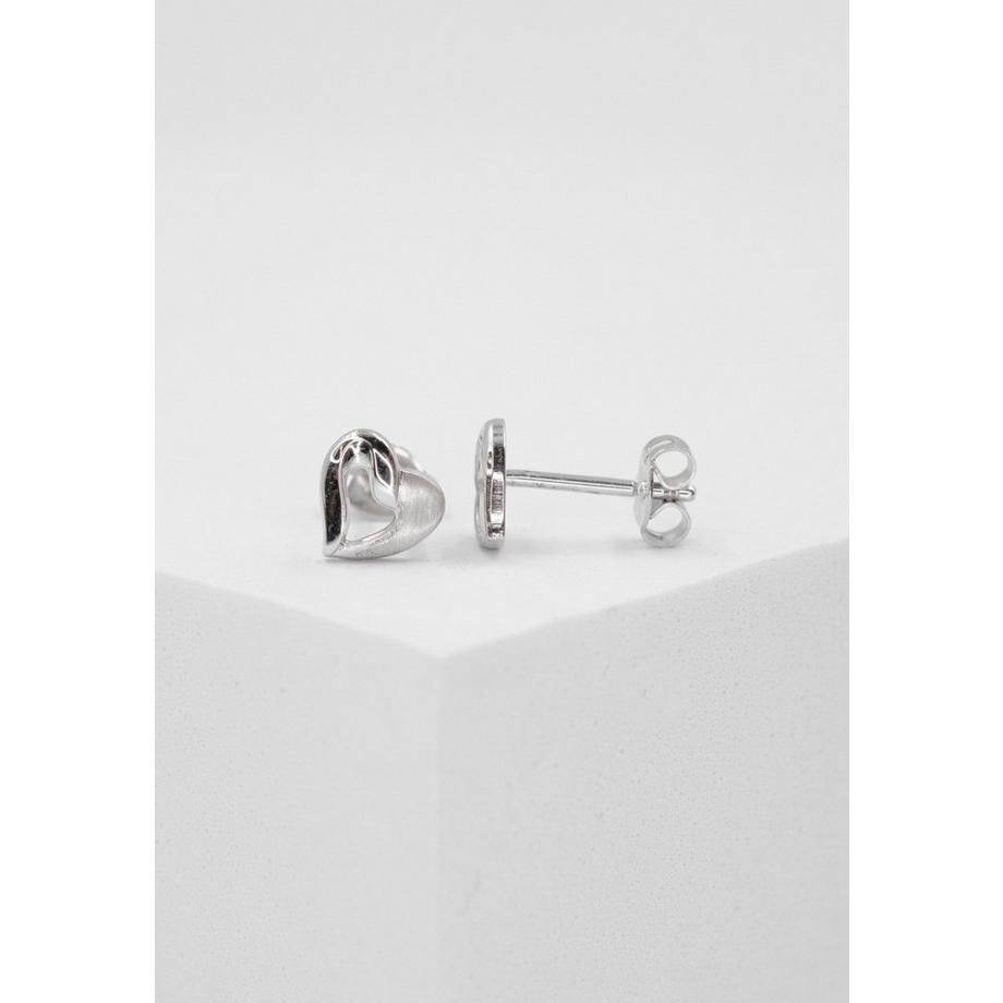 MUAU Schmuck  Ohrstecker Herz Weissgold 750, 7mm 