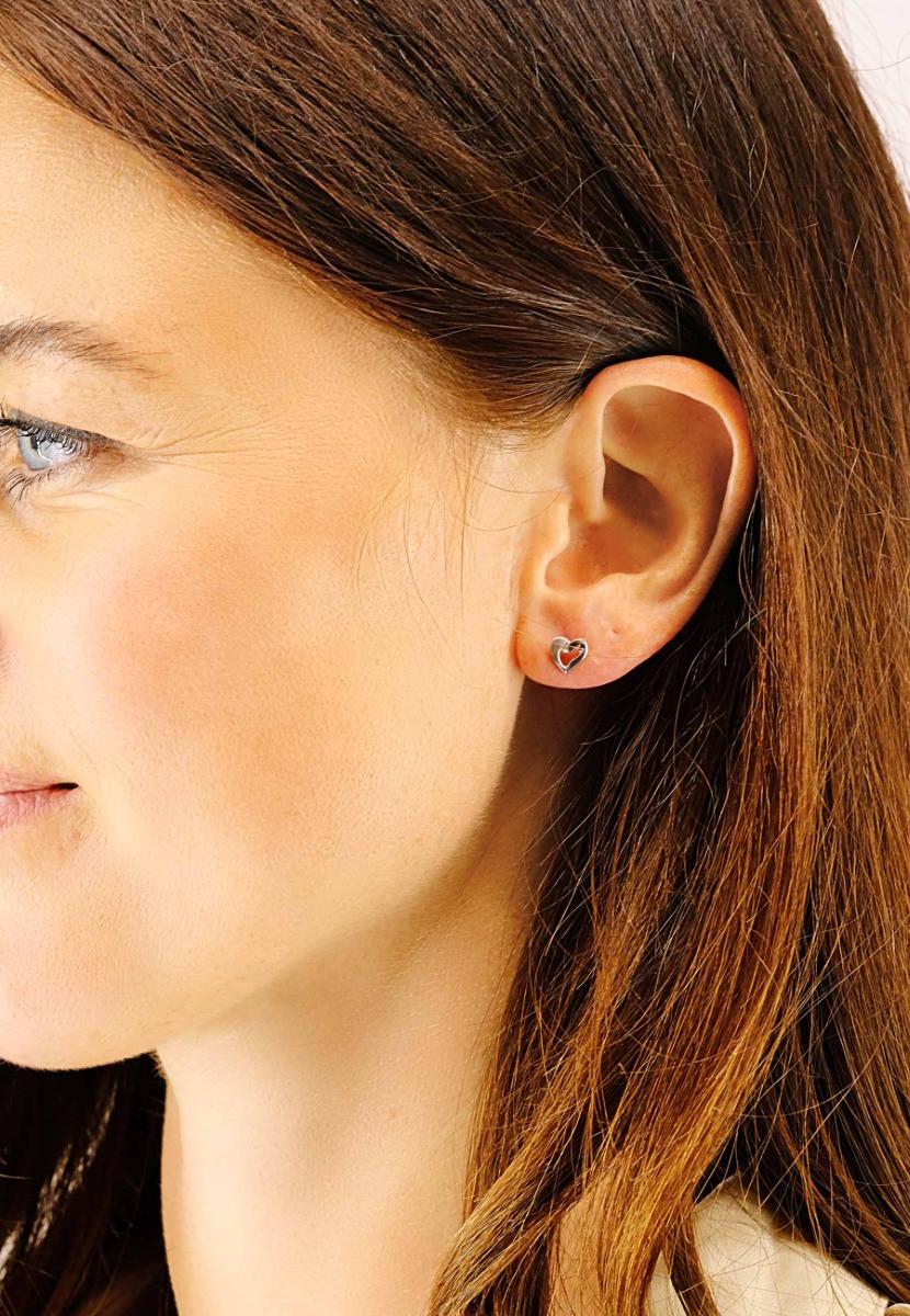 MUAU Schmuck  Ohrstecker Herz Weissgold 750, 7mm 