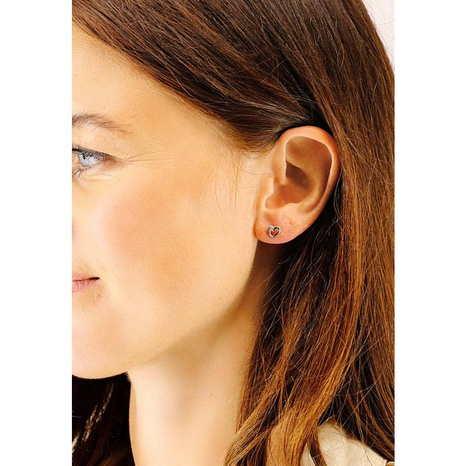 MUAU Schmuck  Ohrstecker Herz Weissgold 750, 7mm 