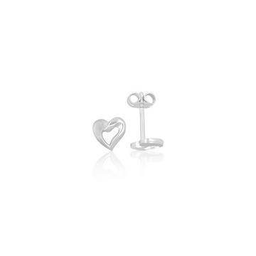 Clous d'oreilles coeur or blanc 750, 7mm