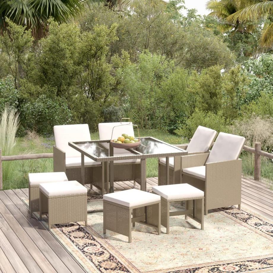 VidaXL set da pranzo per giardino Polirattan  