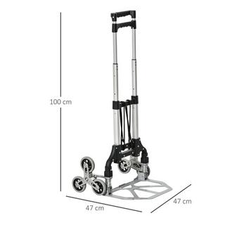 Northio Treppensteiger Sackkarre Faltbar, 6-Rollen-System, Festes Seil, Bis 70Kg, Aluminium, Silber, 70Kg Tragkraft  