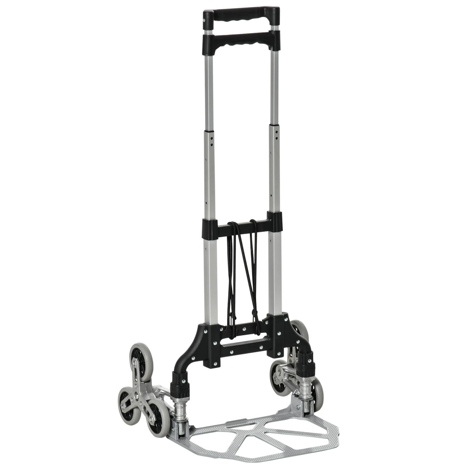 Northio Treppensteiger Sackkarre Faltbar, 6-Rollen-System, Festes Seil, Bis 70Kg, Aluminium, Silber, 70Kg Tragkraft  