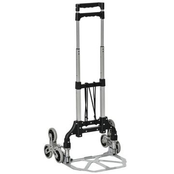 Treppensteiger Sackkarre Faltbar, 6-Rollen-System, Festes Seil, Bis 70Kg, Aluminium, Silber, 70Kg Tragkraft