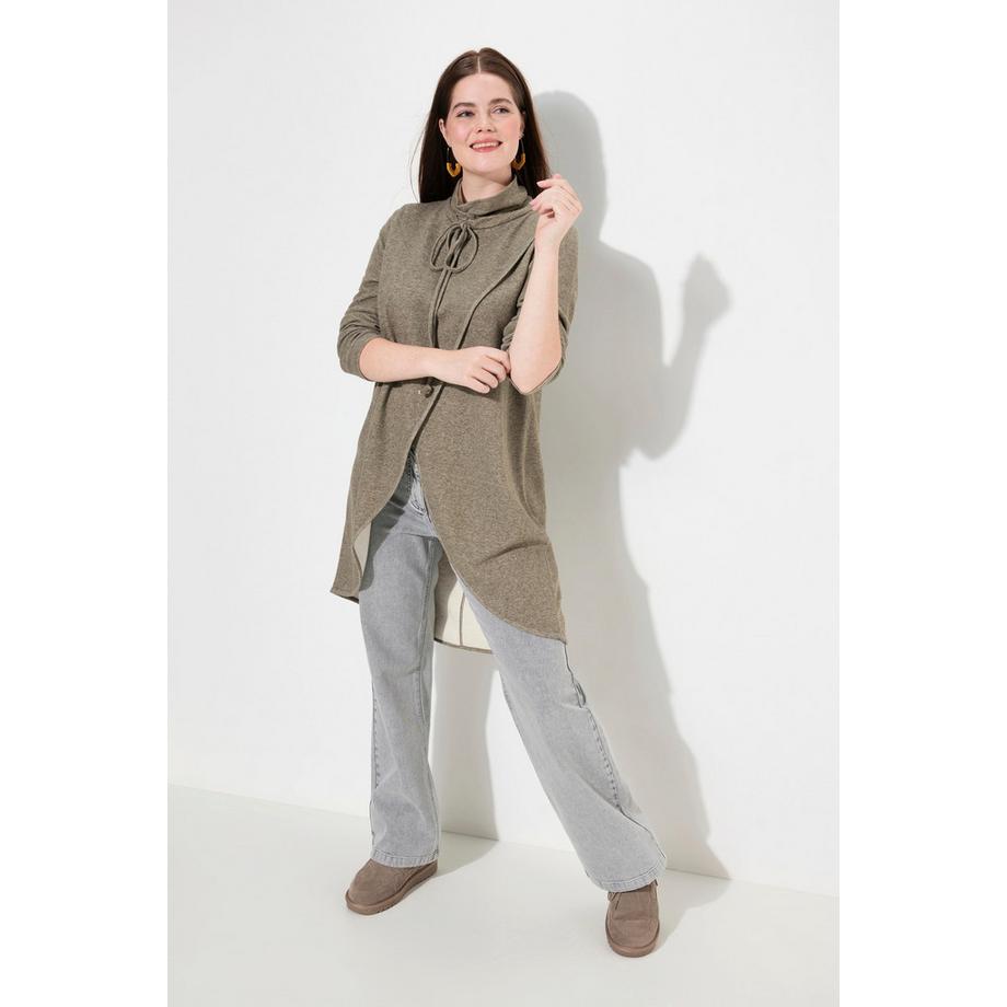 Ulla Popken Sweat-shirt long Col Montant Manches Longues Coton Bio  