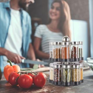 Northix Porta spezie con 16 barattoli di vetro  