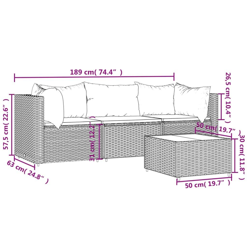 VidaXL set mobili da giardino Polirattan  