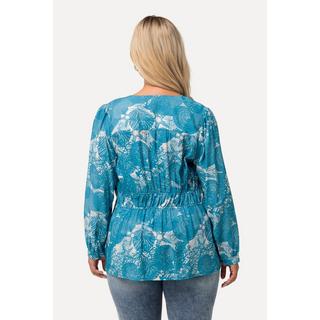 Ulla Popken  Blusa con stampa marittima, scollo a V e mezze maniche 