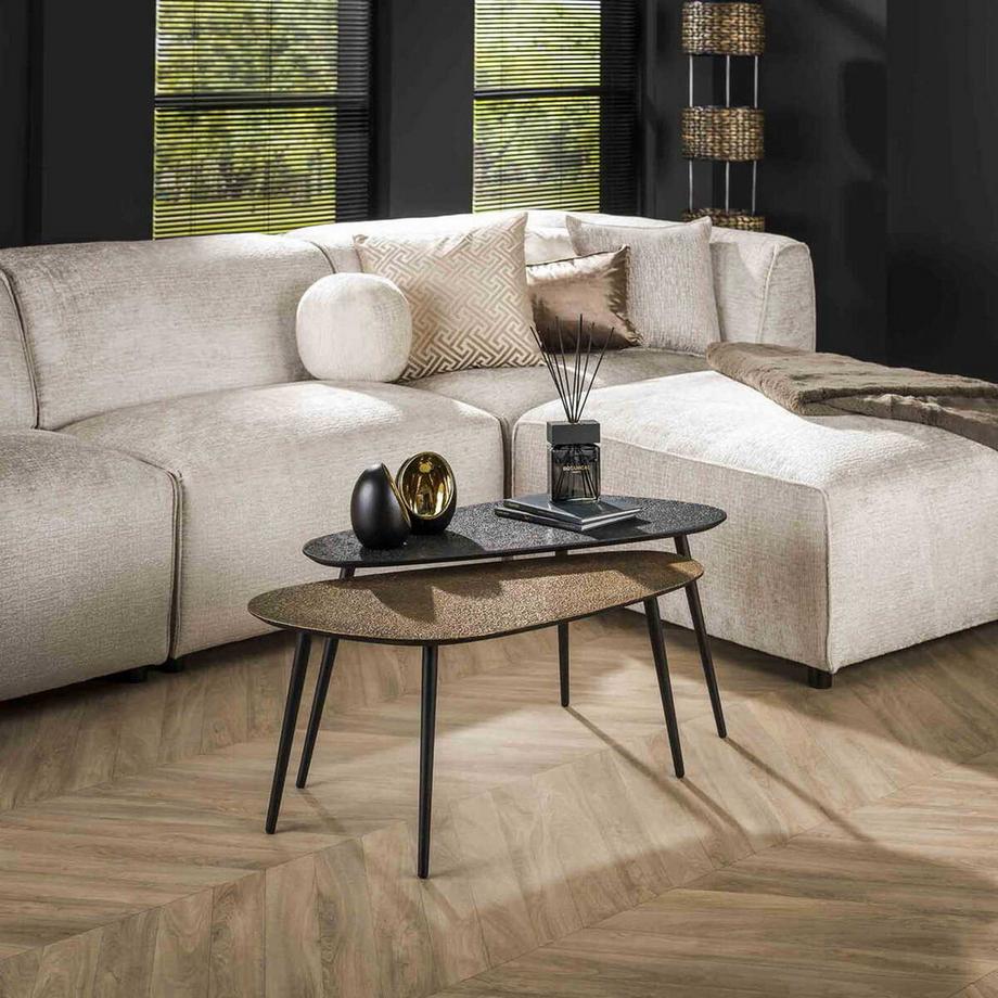 mutoni Couchtisch Metallic nierenförmig (2er-Set)  