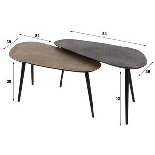 mutoni Table basse métallique en forme de haricot (série de 2)  