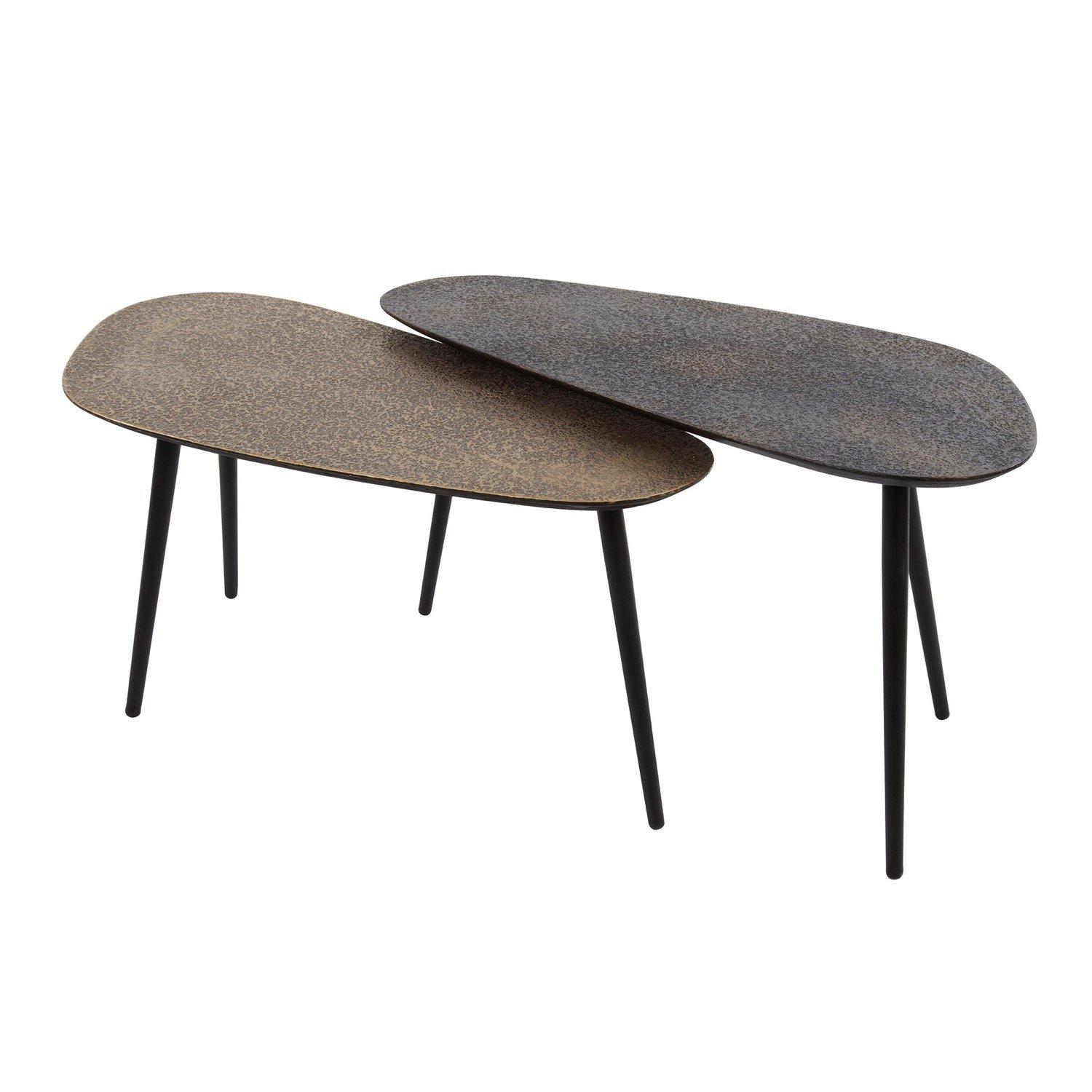 mutoni Table basse métallique en forme de haricot (série de 2)  