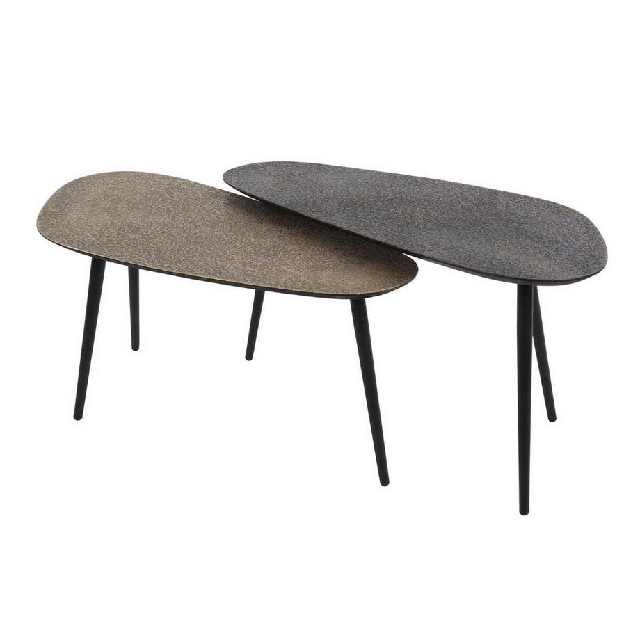 Couchtisch Metallic nierenförmig (2er-Set)
