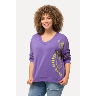 Ulla Popken  Sweatshirt, Paisley, A-Linie, V-Ausschnitt, Langarm 