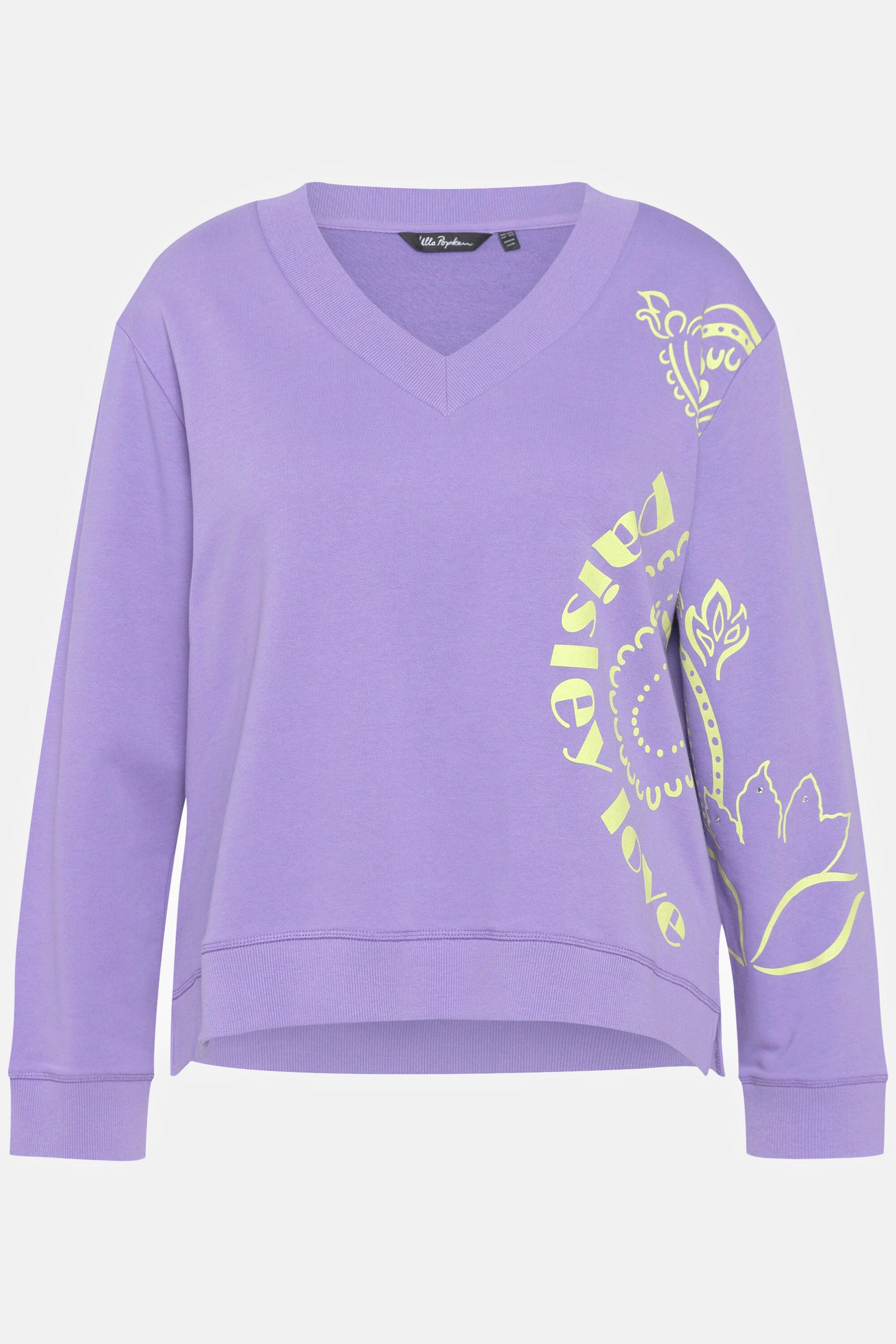 Ulla Popken  Sweatshirt, Paisley, A-Linie, V-Ausschnitt, Langarm 