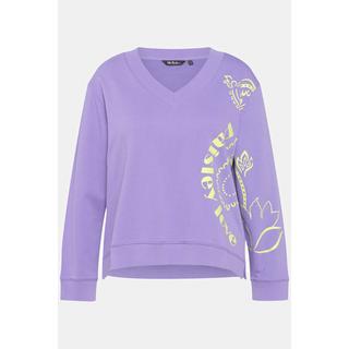 Ulla Popken  Sweatshirt, Paisley, A-Linie, V-Ausschnitt, Langarm 