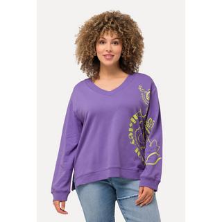 Ulla Popken  Sweatshirt, Paisley, A-Linie, V-Ausschnitt, Langarm 