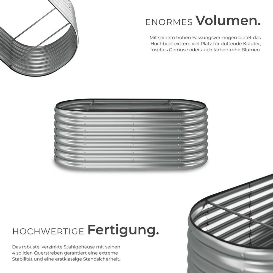 Tectake Hochbeet Flormma aus verzinktem Stahl 603 Liter Fassungsvermögen  