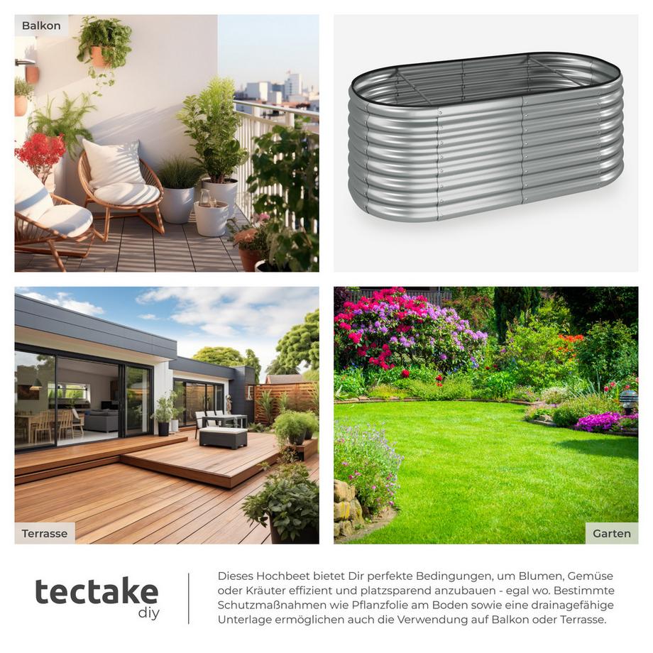 Tectake Carré potager FLORMMA en acier galvanisé  