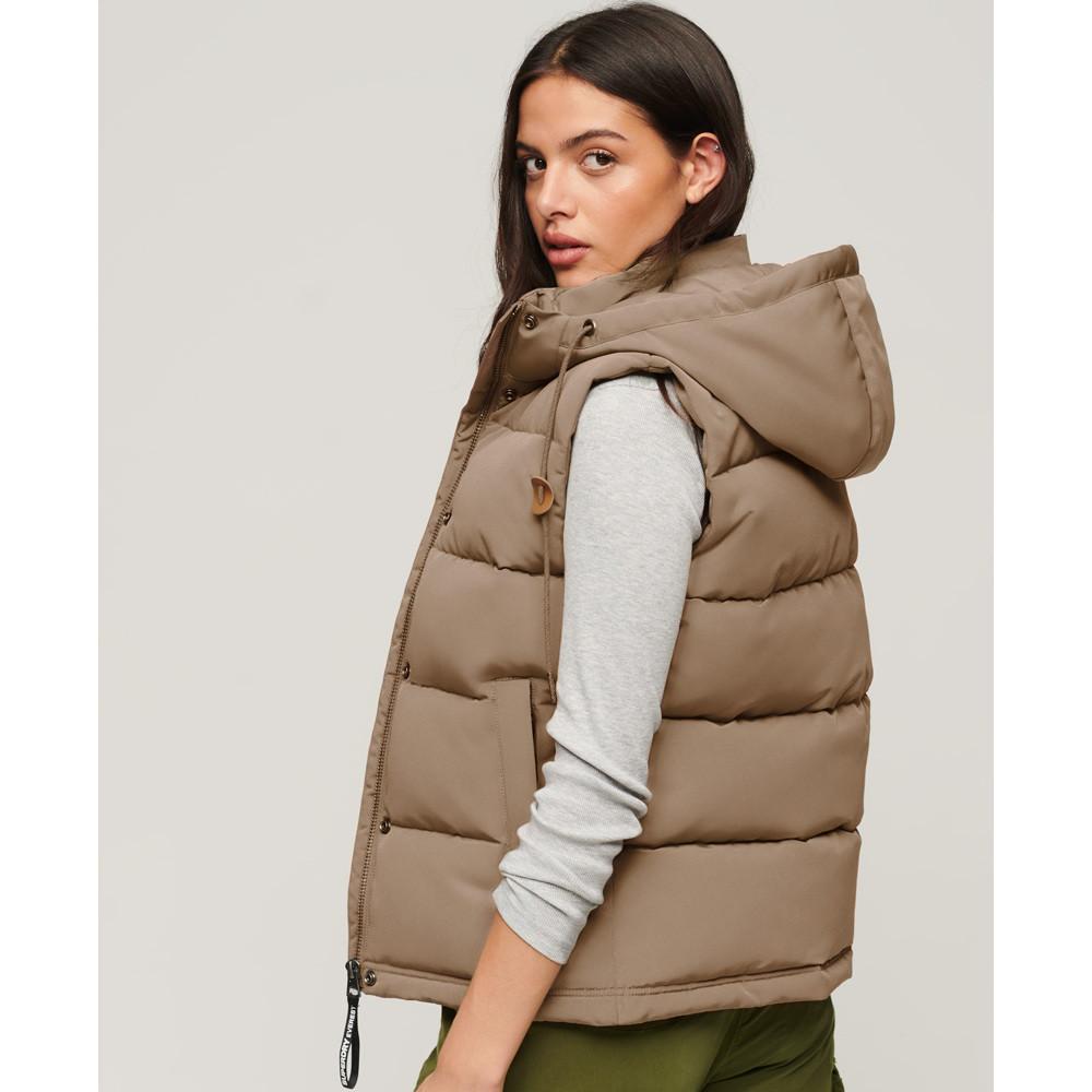 Superdry  ärmellose daunenjacke mit kapuze, damen everest 