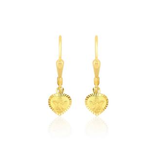 MUAU Schmuck  Boucle d'oreille coeur ange en or jaune 750 brins 24mm 