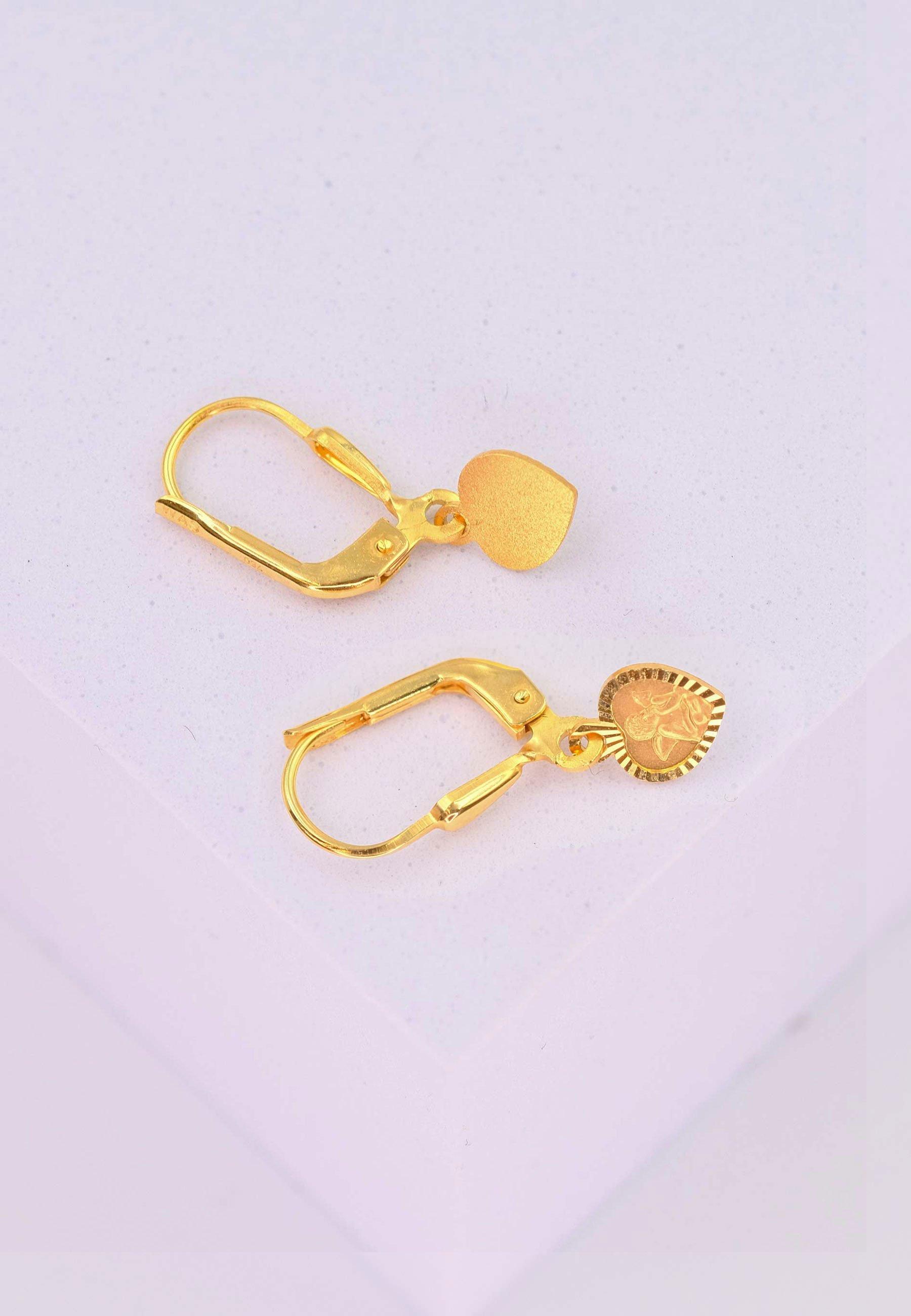 MUAU Schmuck  Boucle d'oreille coeur ange en or jaune 750 brins 24mm 