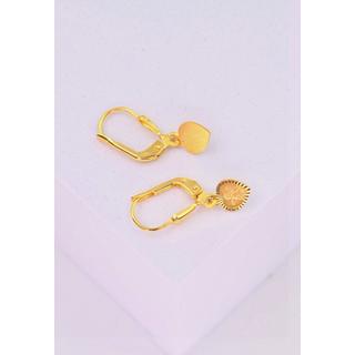 MUAU Schmuck  Boucle d'oreille coeur ange en or jaune 750 brins 24mm 