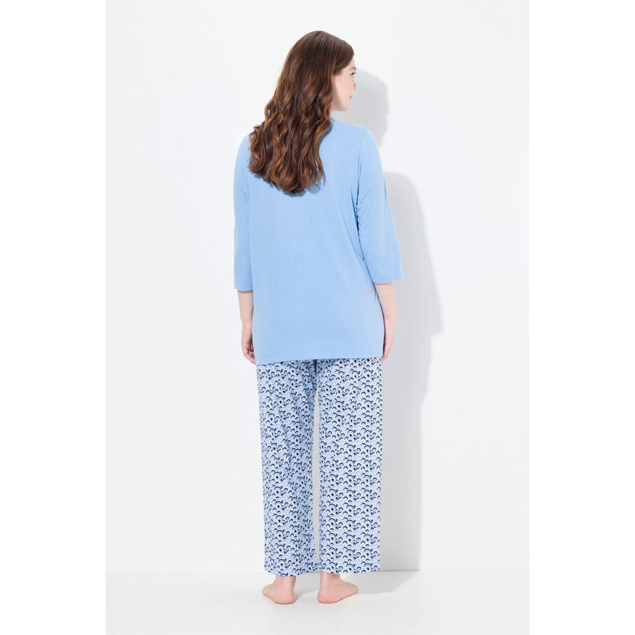 Ulla Popken Pyjama V-Ausschnitt 3/4-Arm mit Taschen  