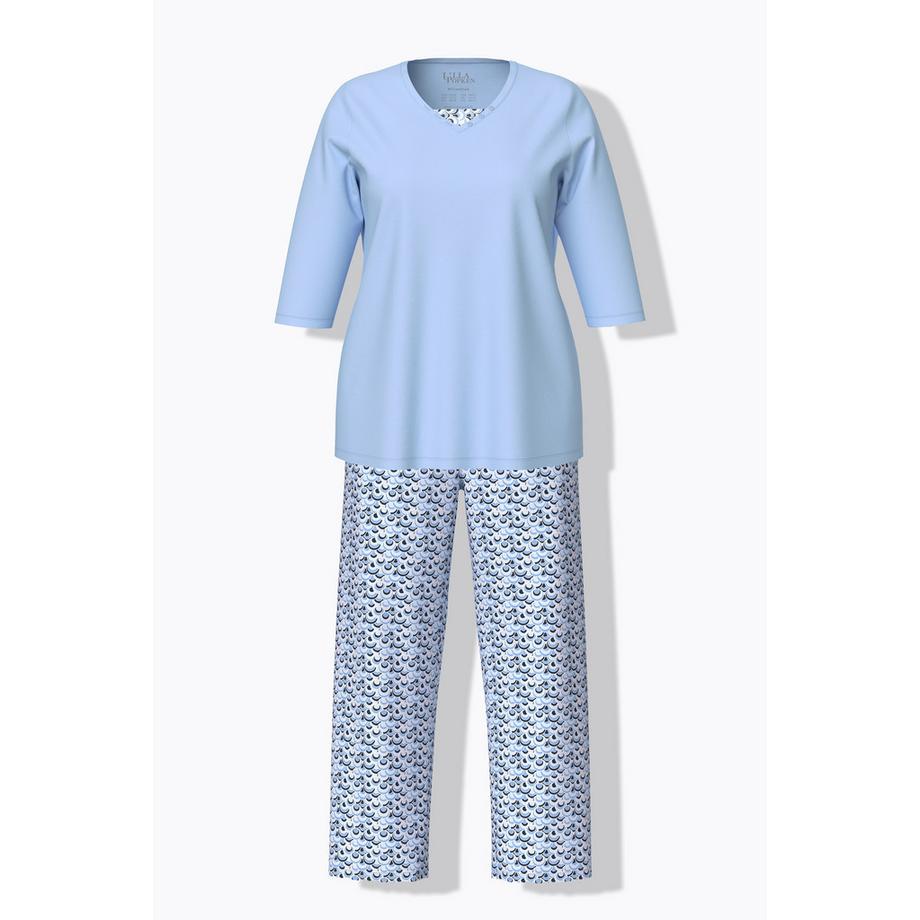 Ulla Popken Pyjama V-Ausschnitt 3/4-Arm mit Taschen  