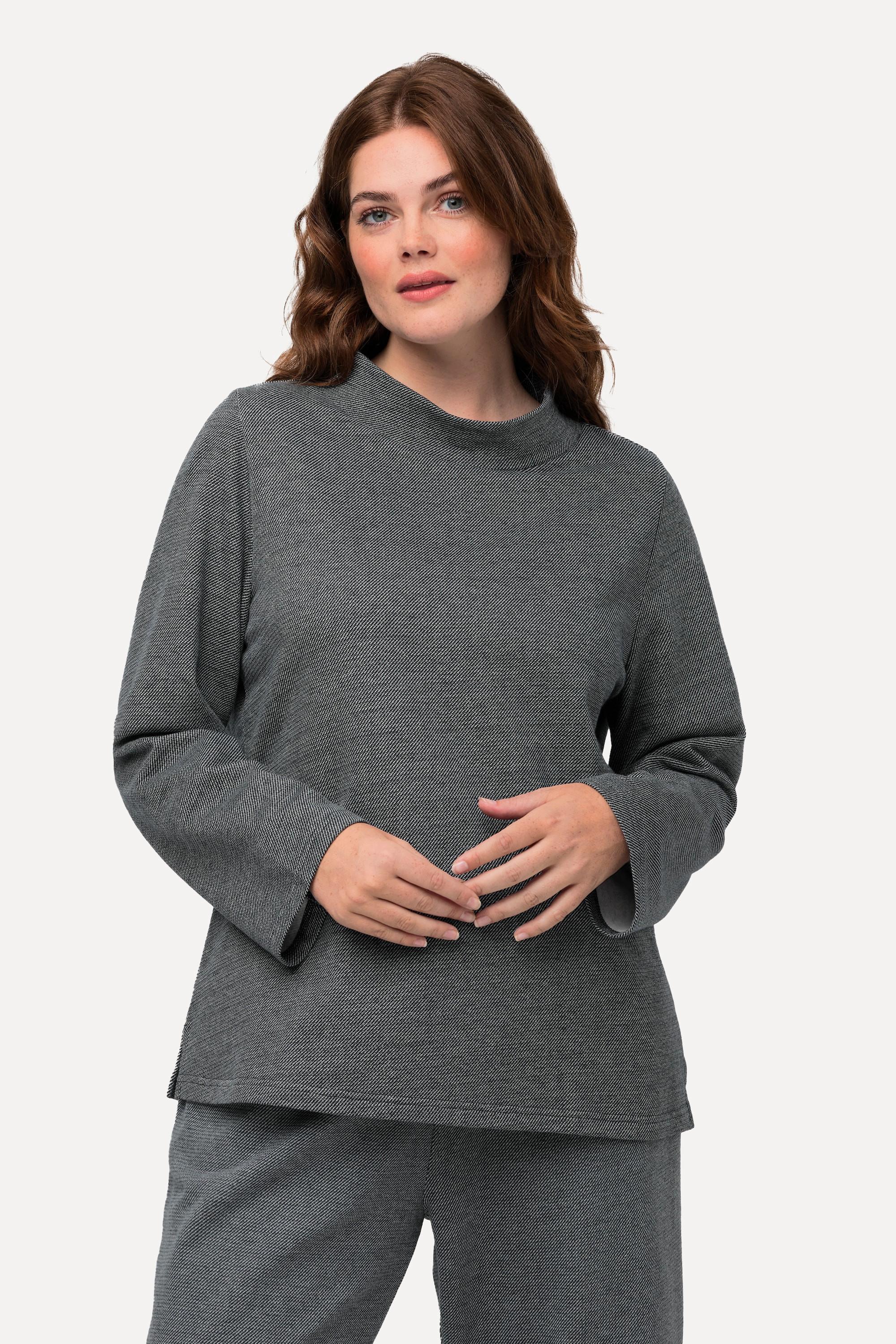 Ulla Popken  Sweat-shirt en coton bio - col montant, manches longues 