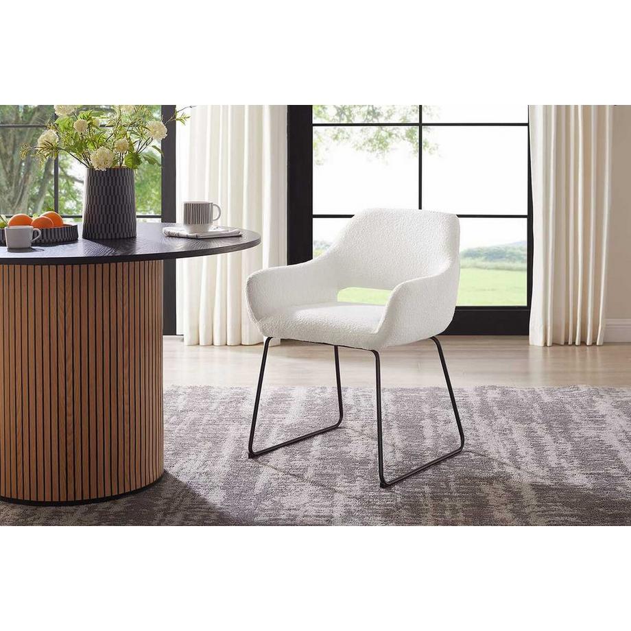 mutoni Sedia da pranzo con braccioli Snovit bianco  