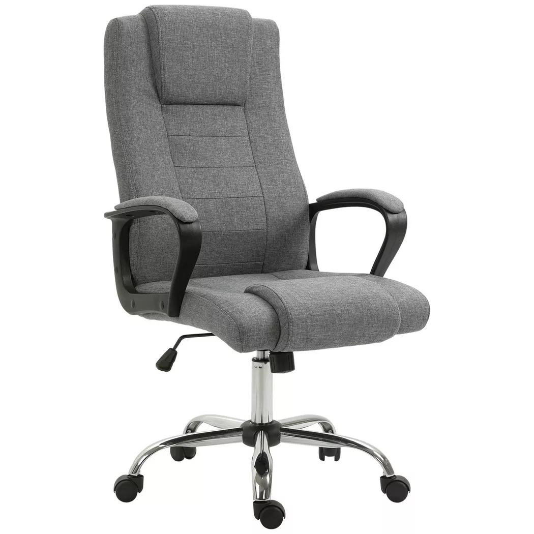 Northio – Bürostuhl Computerstuhl Mit Wippenfunktion Kopfstütze Ergonomischer Schreibtischstuhl Drehbar Höhenverstellbar Leinen-Touch 62X62X110-119 Cm, 62 x 78 cm